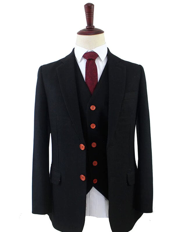 Men's tailored suit | 3-piece suit | black tweed | Alfie Solomons | Peaky Blinders