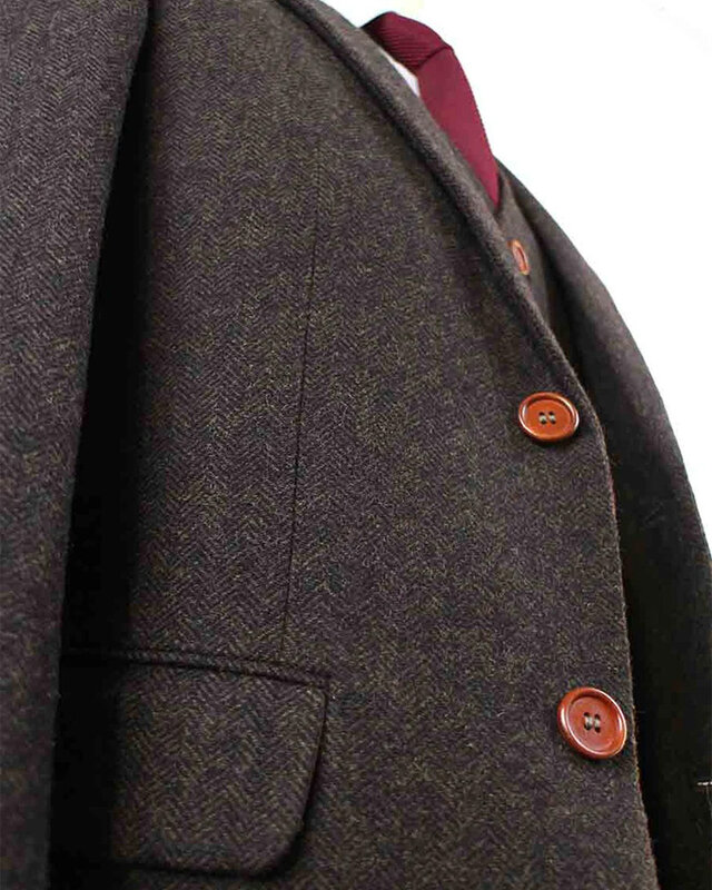 Traje sastre hombre | Traje 3 piezas | Espiga marrón | Thomas Shelby | Peaky Blinders