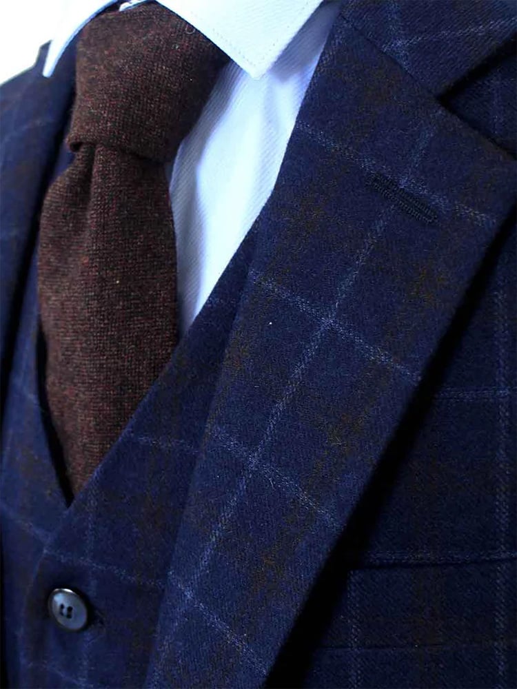 Made-to-measure suit for men | 3-piece suit | navy blue overcheck Twill | Arthur Shelby | Peaky Blinders