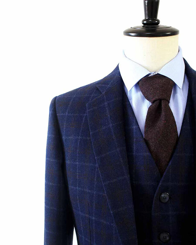 Traje a medida para hombre | Traje de 3 piezas | Azul marino sobrechecado Twill | Arthur Shelby | Peaky Blinders