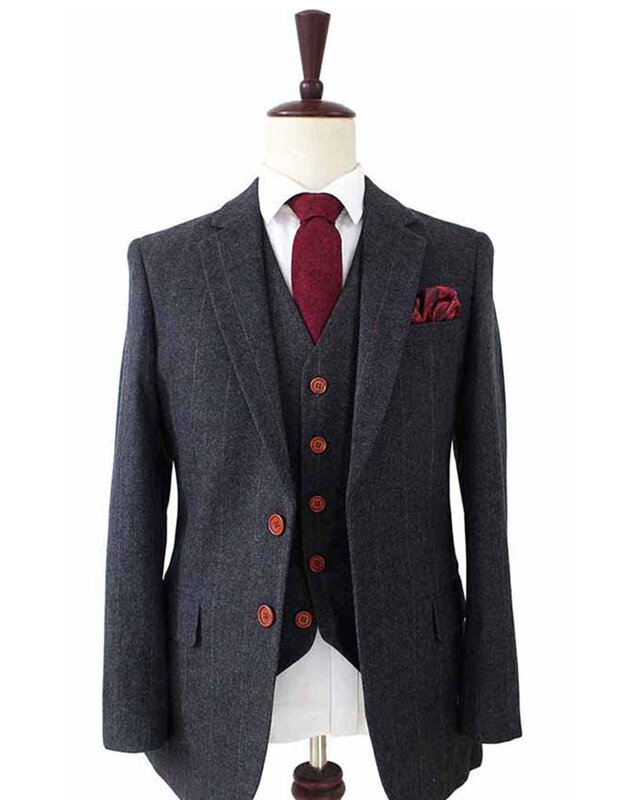 Traje sastre hombre | Traje 3 piezas | Espiga negro | Alfie Solomons | Peaky Blinders