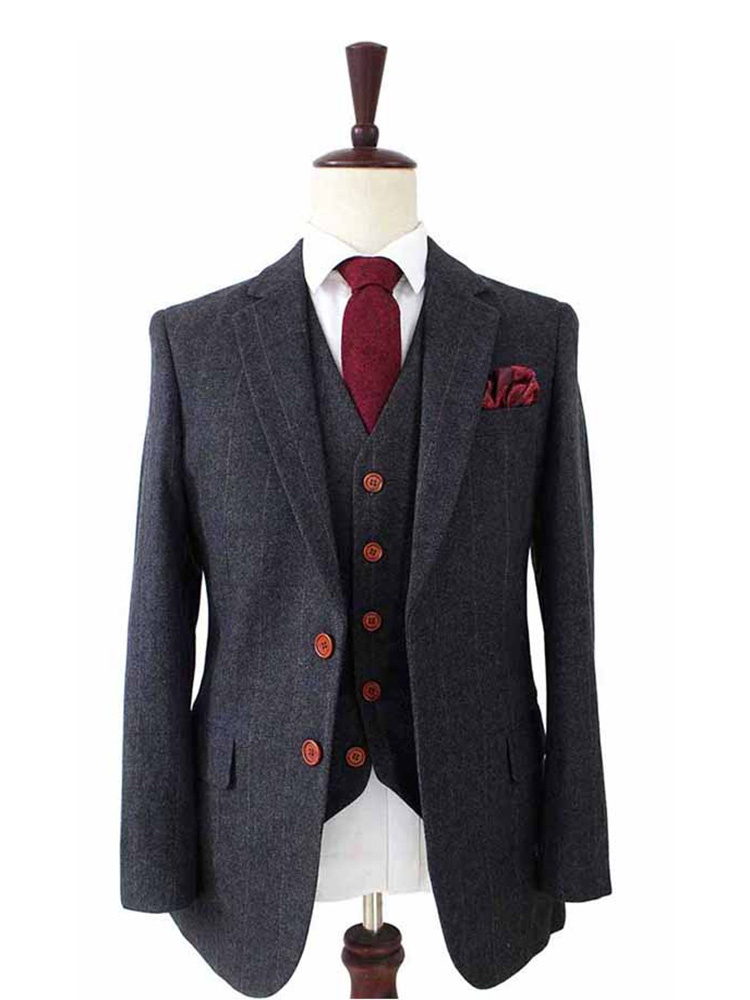 Costume sur mesure pour homme | costume 3 pièces | chevron noir | Alfie Solomons | Peaky Blinders