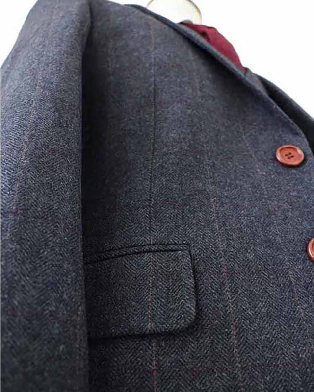 Costume sur mesure pour homme | costume 3 pièces | chevron noir | Alfie Solomons | Peaky Blinders