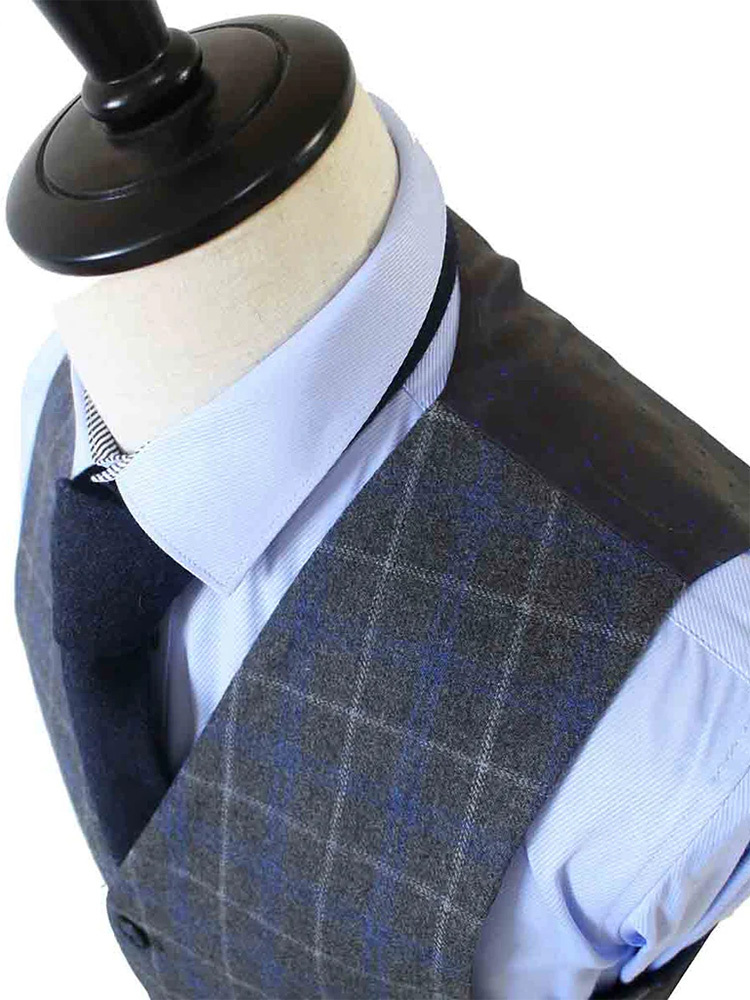 Men's tailored suit | 3-piece suit | grey/blue Overcheck Twill | Johnny Dogs | Peaky Blinders