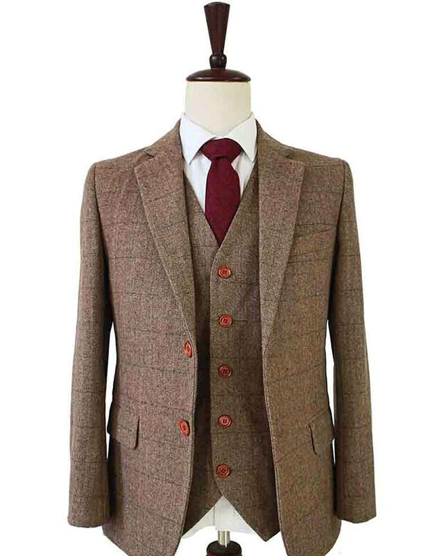 Traje sastre hombre | Traje 3 piezas | Espiga marrón | Danny Whizz-Bang | Peaky Blinders