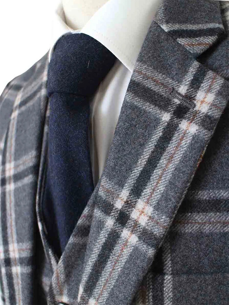 Maatpak voor heren | 3-delig pak | grijs/crème Windowpane | Jeremiah Jesus | Peaky Blinders