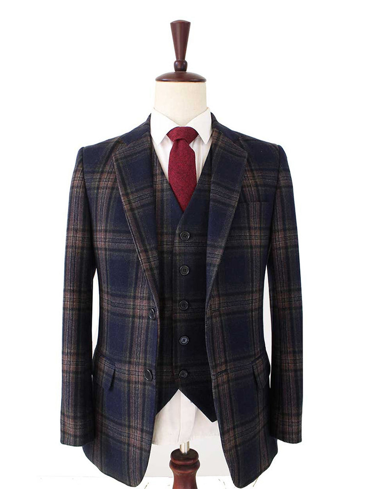 Traje sastre hombre | Traje 3 piezas | A cuadros azul noche | Danny Whizz-Bang | Peaky Blinders