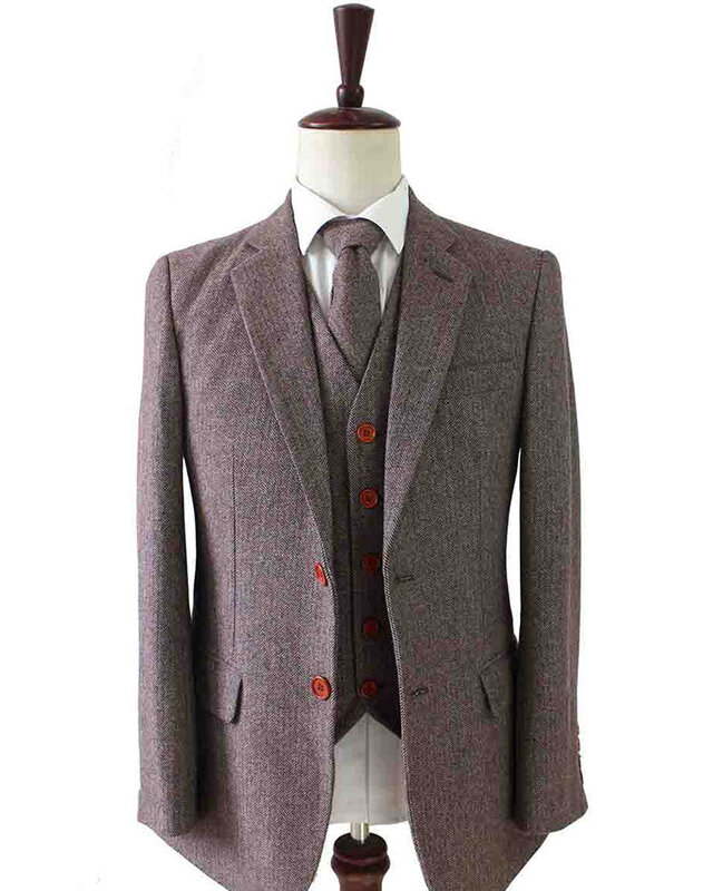 Costume sur mesure pour homme | Costume 3 pièces | Chevrons marrons | Jeremiah Jesus | Peaky Blinders