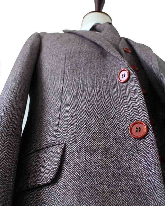 Traje sastre hombre | Traje 3 piezas | Espiga marrón | Jeremiah Jesus | Peaky Blinders