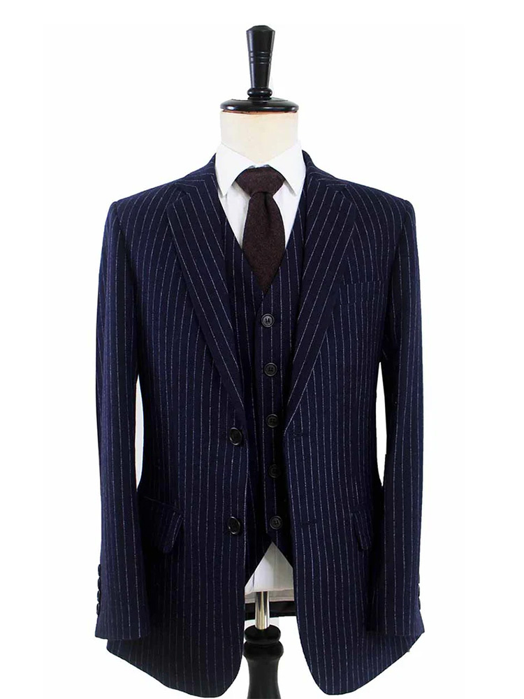 3-delig Tweed pak Klassiek Navy Chalk Stripe