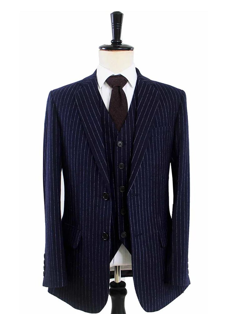 3-piece tweed suit  Classic Navy Chalk Stripe