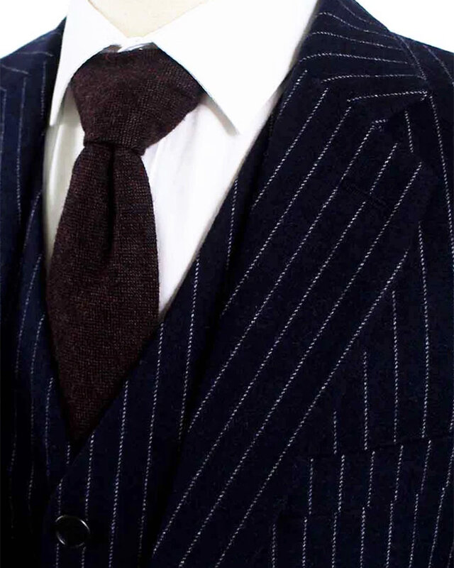 3-teiliger Tweed-Anzug Classic Navy Chalk Stripe