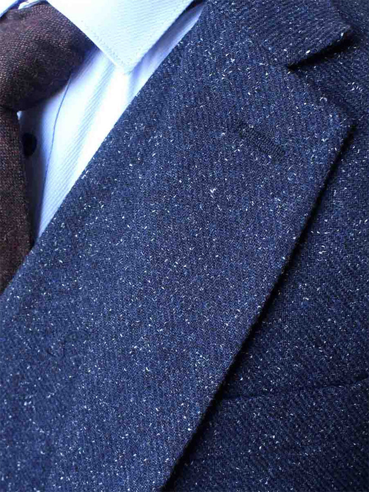 3-delig Tweed pak Klassiek Navy gekleurd gespikkeld