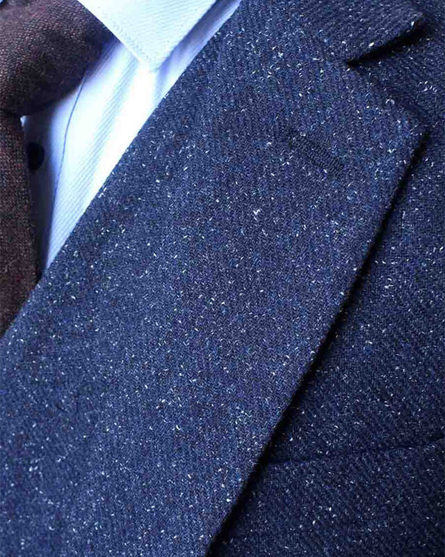 3-teiliger Tweed-Anzug Classic Navy Gesprenkelt