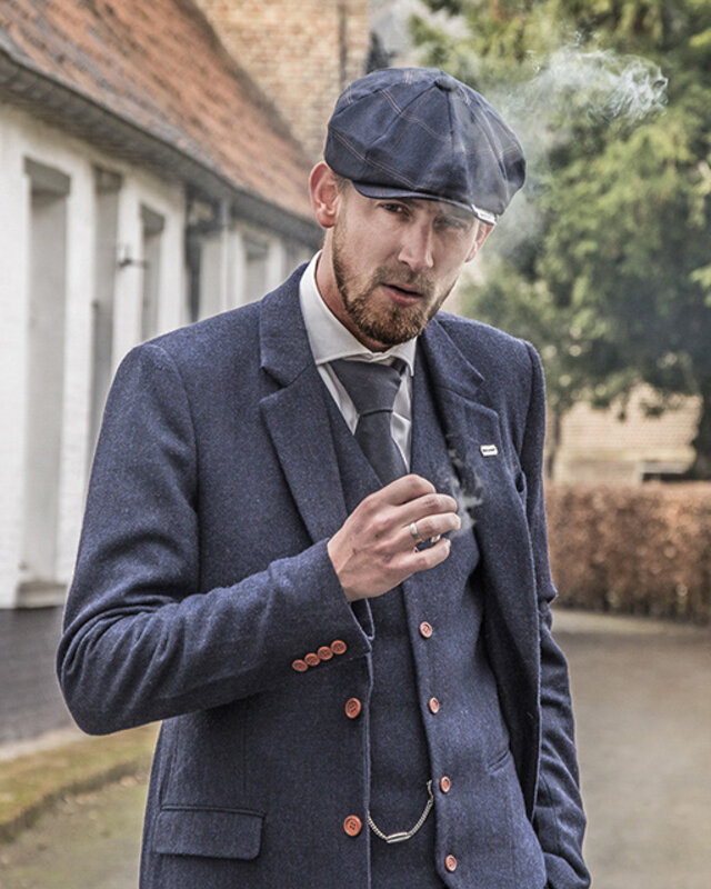 Herren Maßanzug | 3-teiliger Anzug | marineblau Fischgrät | thomas shelby | peaky blinders