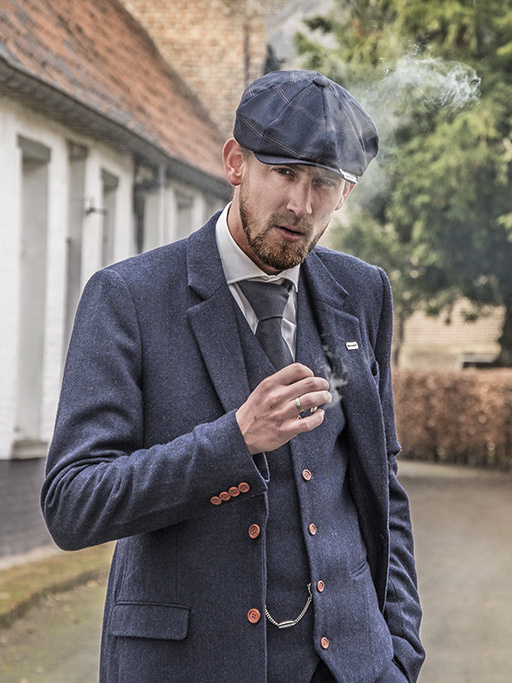 Herren Maßanzug | 3-teiliger Anzug | marineblau Fischgrät | thomas shelby | peaky blinders