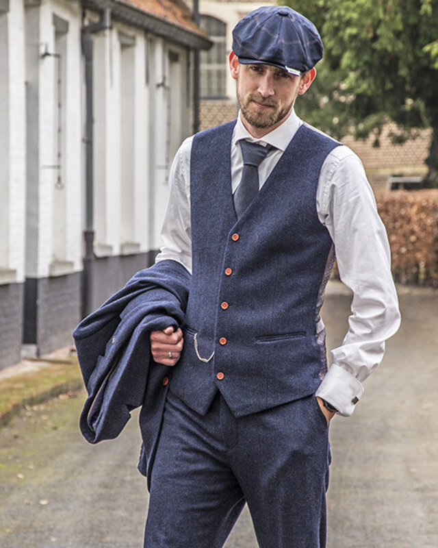 Costume sur mesure pour homme | costume 3 pièces | bleu marine à chevrons | thomas shelby | peaky blinders