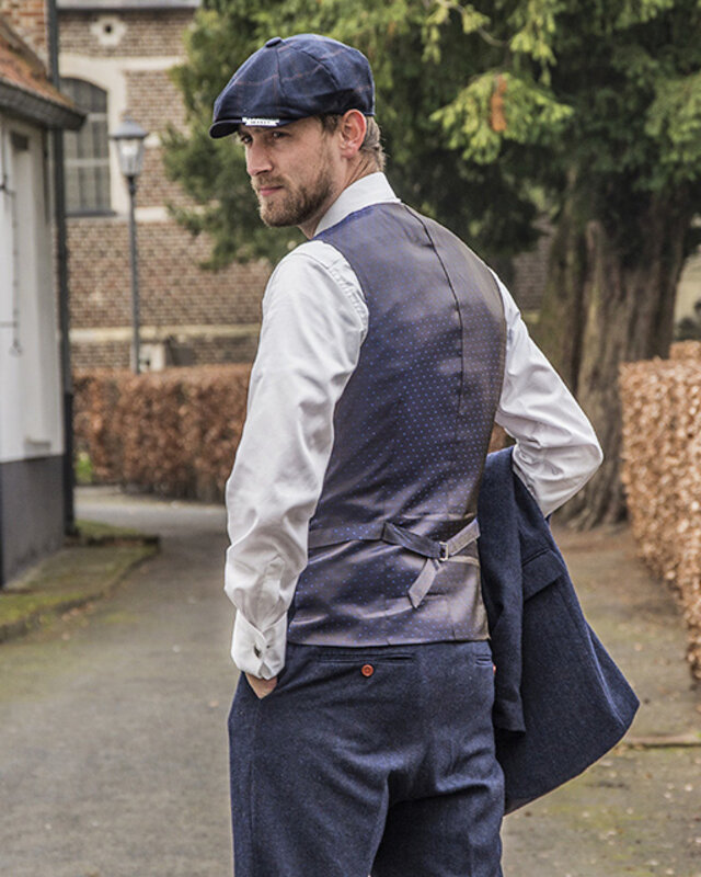 Men's tailored suit | 3-piece suit | navy blue herringbone | thomas shelby | peaky blinders