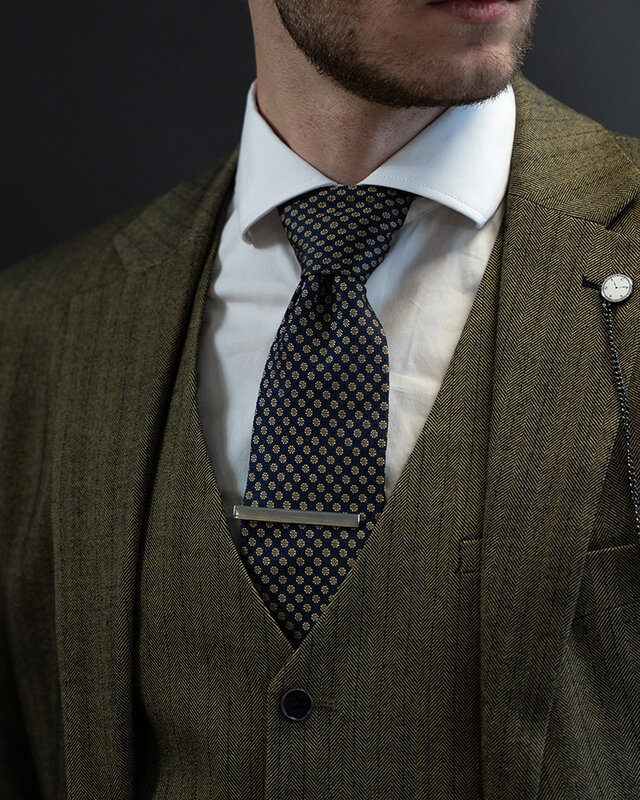 Sir Redman Woven Silk Tie | blue/yellow/white | Elegant tie for men