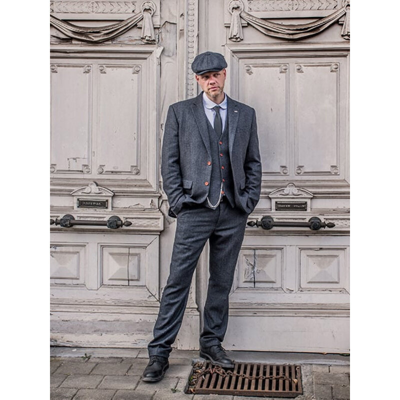 Maatpak voor heren | 3-delig pak | donkergrijs visgraat | thomas shelby | Peaky Blinders