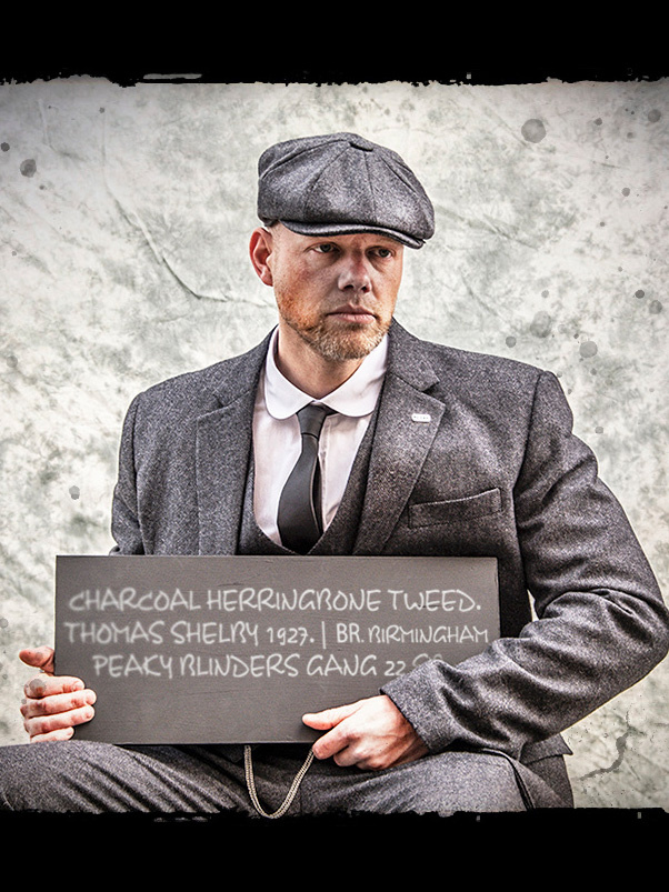 Maatpak voor heren | 3-delig pak | donkergrijs visgraat | thomas shelby | Peaky Blinders