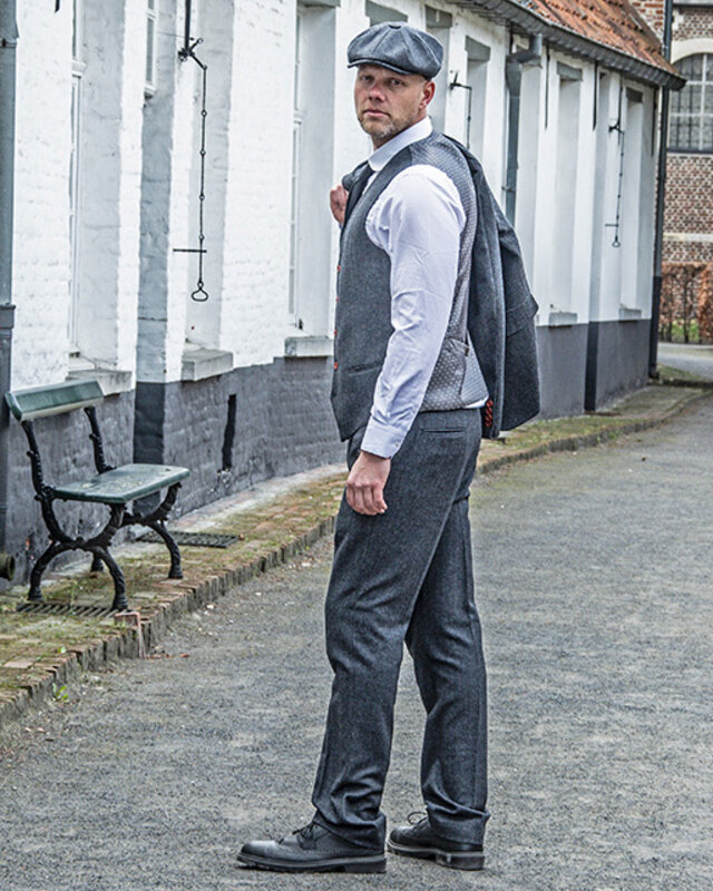 Traje sastre hombre | Traje 3 piezas | Espiga gris oscuro | Thomas Shelby | Peaky Blinders