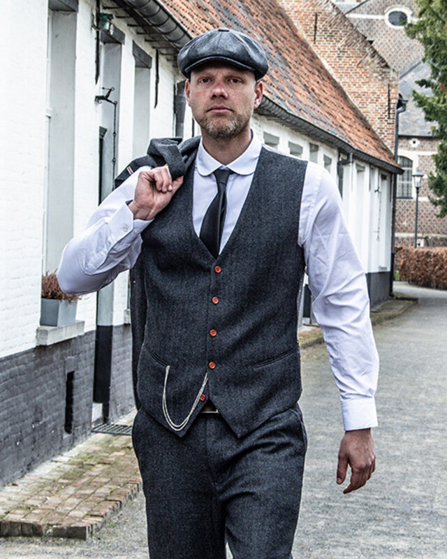 Maatpak voor heren | 3-delig pak | donkergrijs visgraat | thomas shelby | Peaky Blinders