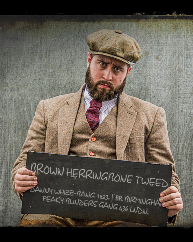 Costume sur mesure pour homme | costume 3 pièces | chevron marron | Danny Whizz-Bang | Peaky Blinders