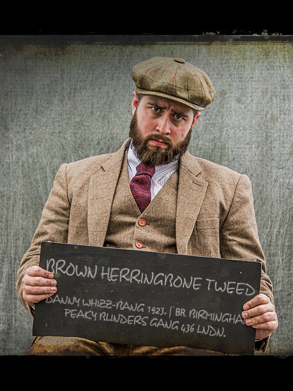 Maatpak voor heren | 3-delig pak | bruin visgraat | Danny Whizz-Bang | Peaky Blinders