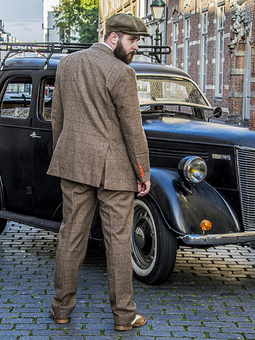 Traje sastre hombre | Traje 3 piezas | Espiga marrón | Danny Whizz-Bang | Peaky Blinders