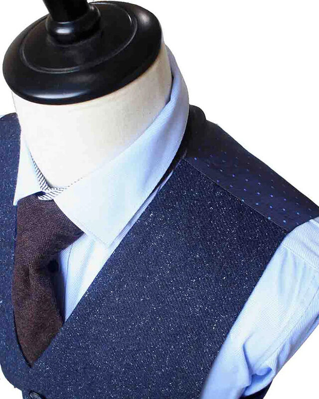 Traje de tweed de 3 piezas Clásico Azul Marino Moteado