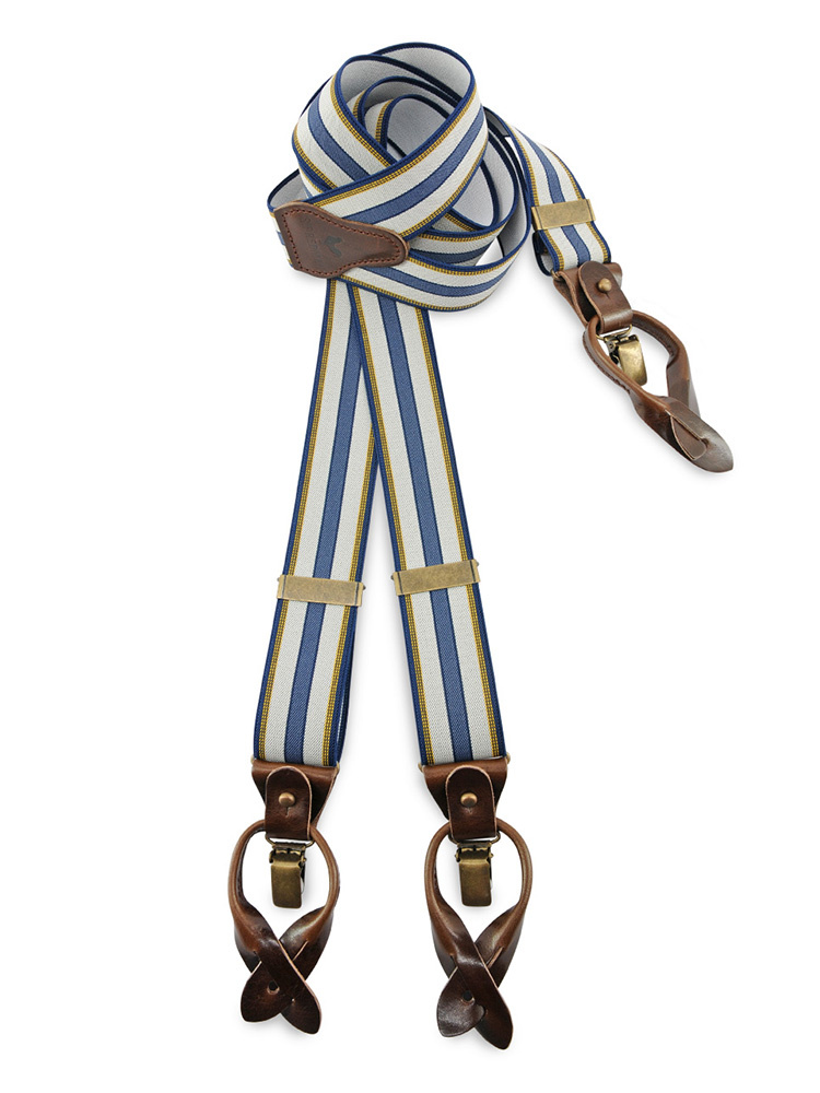 Sir Redman Braces and bow tie combo pack | Blue / yellow / light grey | Traditional braces for men