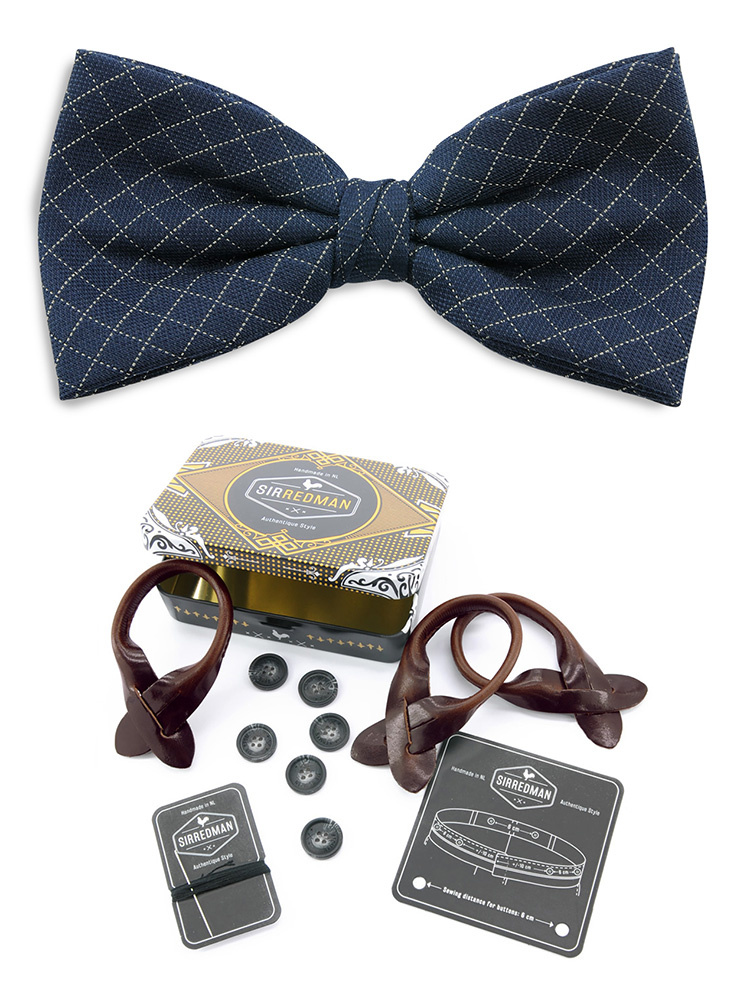 Sir Redman Paquete combinado de tirantes y pajarita | Azul / amarillo / gris claro | Tirantes tradicionales para hombre