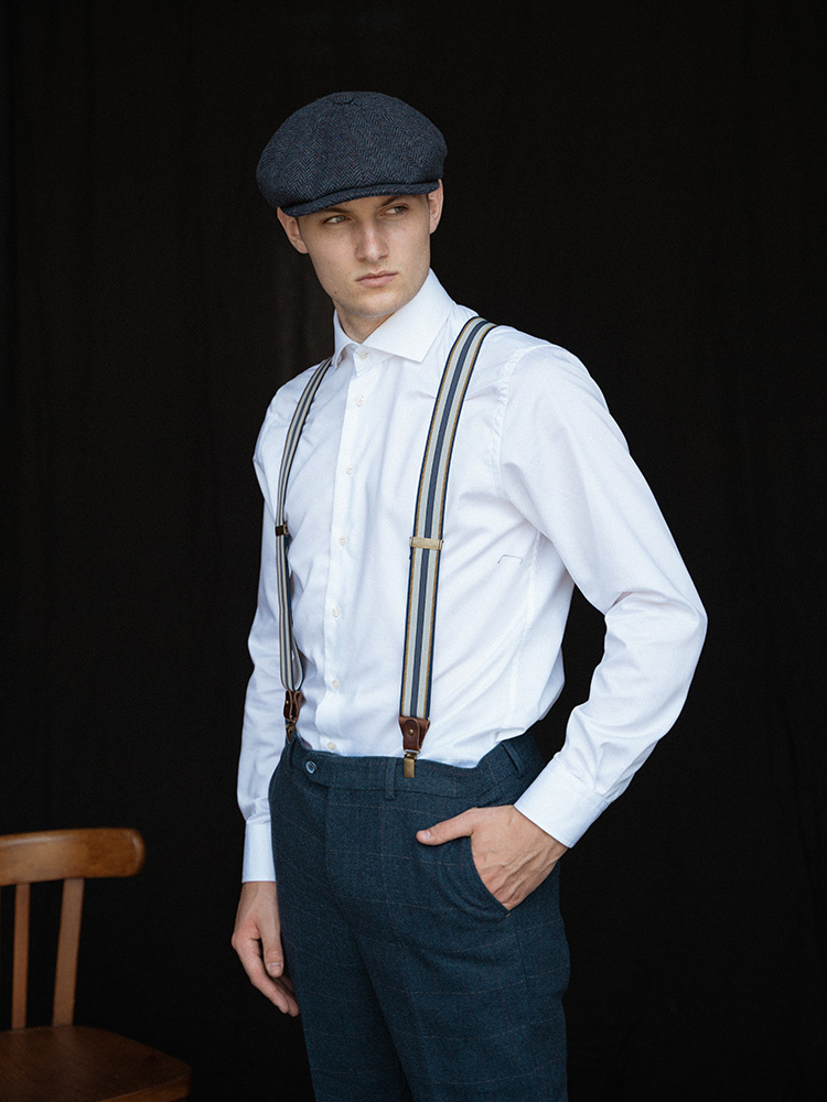 Sir Redman Braces and bow tie combo pack | Blue / yellow / light grey | Traditional braces for men