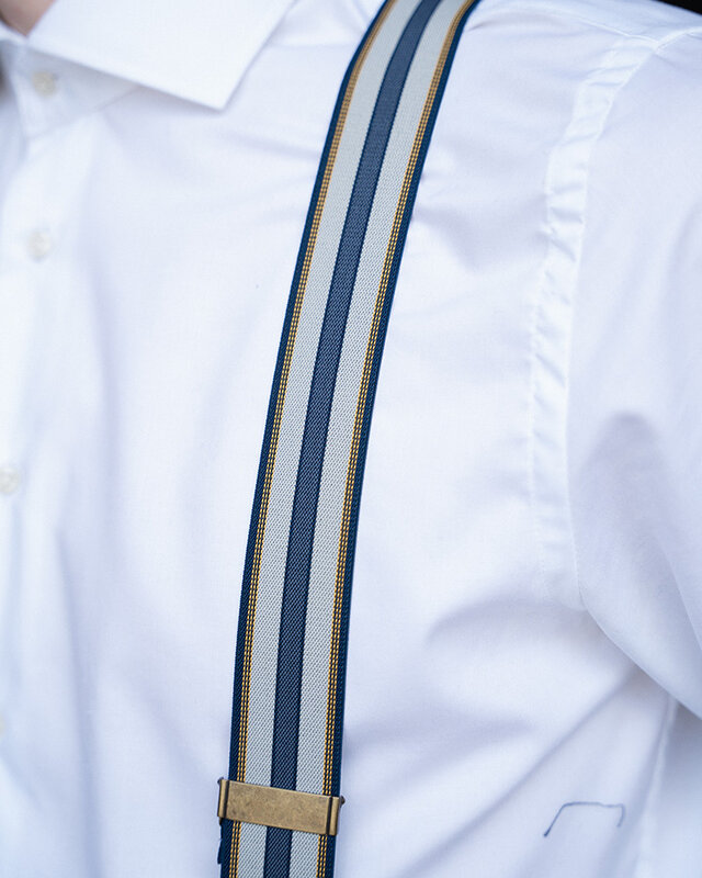 Sir Redman Braces and bow tie combo pack | Blue / yellow / light grey | Traditional braces for men