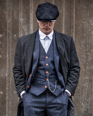 Costume Tweed Bleu Marine Sergé Tacheté