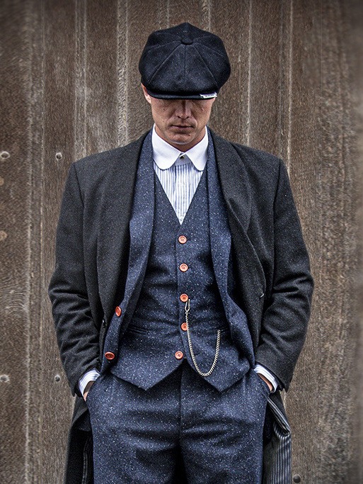 3-delig Tweed Pak Klassiek Navy Gekleurd Gespikkeld | Peaky Blinders