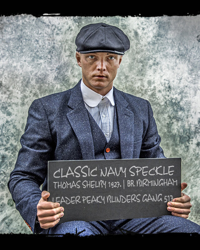 3-teiliger Tweed-Anzug Classic Navy Gesprenkelt