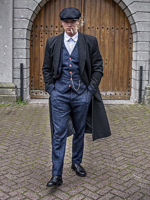 3-teiliger Tweed-Anzug Classic Navy Gesprenkelt