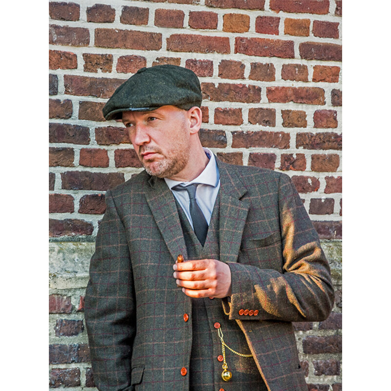 Men's tailored suit | 3-piece suit | dark green Tattersall | Aberama Gold | peaky blinders
