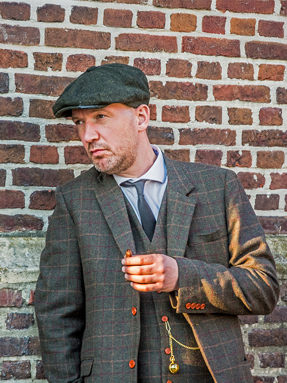 Traje sastre hombre | Traje 3 piezas | Tattersall verde oscuro | Aberama Gold | peaky blinders
