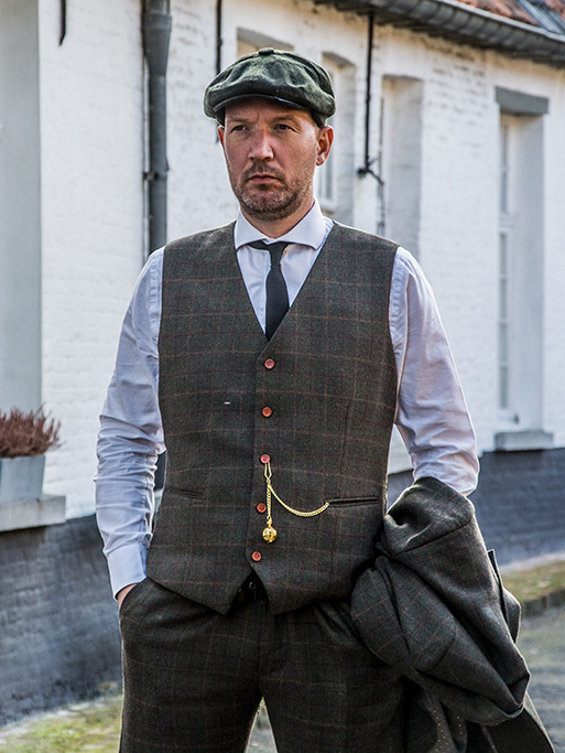 Traje sastre hombre | Traje 3 piezas | Tattersall verde oscuro | Aberama Gold | peaky blinders