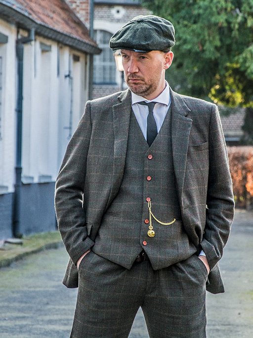 Maatpak voor heren | 3-delig pak | donkergroen Tattersall | Aberama Gold | peaky blinders