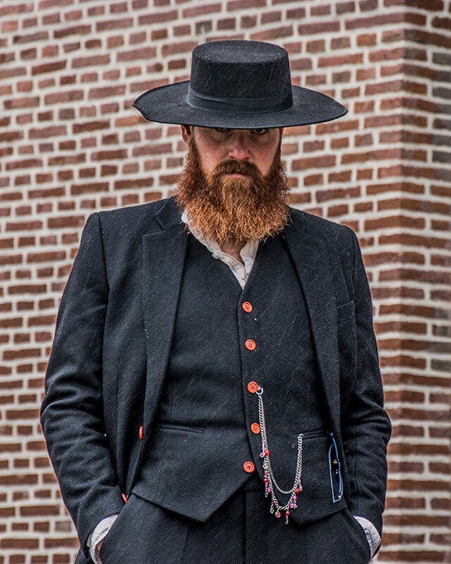 Men's tailored suit | 3-piece suit | black tweed | Alfie Solomons | Peaky Blinders