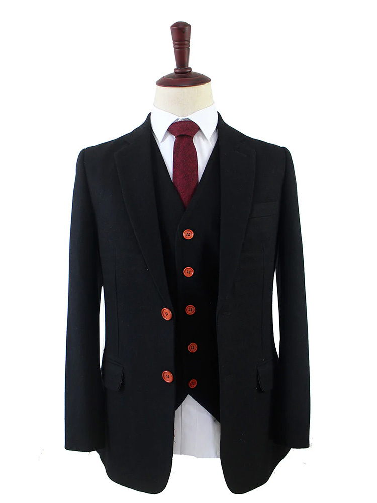 Men's tailored suit | 3-piece suit | black tweed | Alfie Solomons | Peaky Blinders