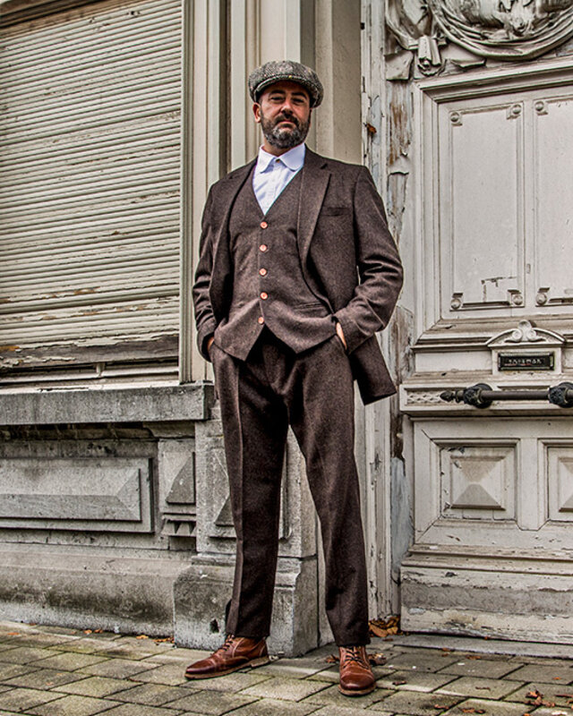 Herren Maßanzug | 3-teiliger Anzug | brauner Fischgrätenanzug | Thomas Shelby | Peaky Blinders