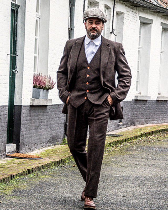 Herren Maßanzug | 3-teiliger Anzug | brauner Fischgrätenanzug | Thomas Shelby | Peaky Blinders
