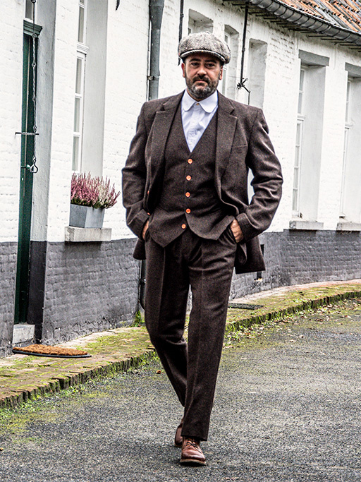 Herren Maßanzug | 3-teiliger Anzug | brauner Fischgrätenanzug | Thomas Shelby | Peaky Blinders