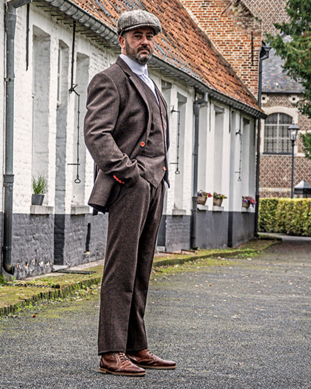 Costume sur mesure pour homme | costume 3 pièces | chevron marron | Thomas Shelby | Peaky Blinders