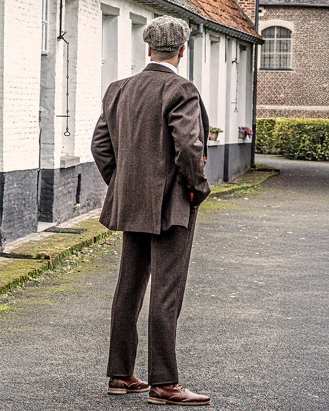 Maatpak voor heren | 3-delig pak | bruin visgraat | Thomas Shelby | Peaky Blinders